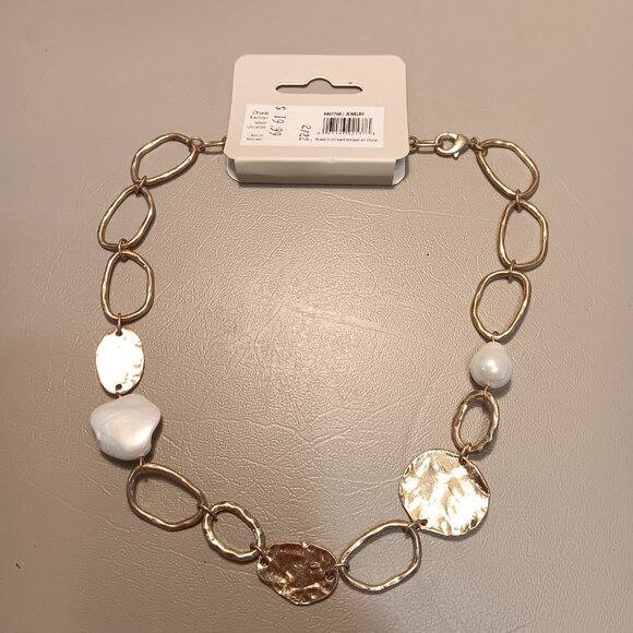 Charlie Paige women's matching set gold tone coin faux pearl necklace & earrings - Picture 5 of 13